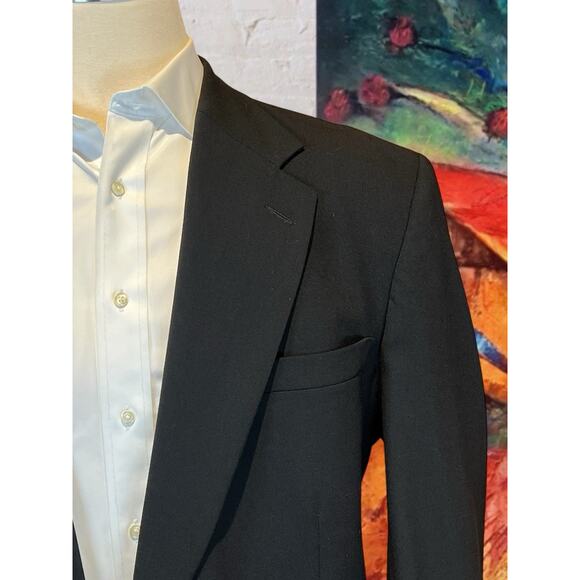 Stafford 46XL Solid Black Gold Tone Buttons Blazer Sport Coat Worsted Wool - Picture 4 of 15